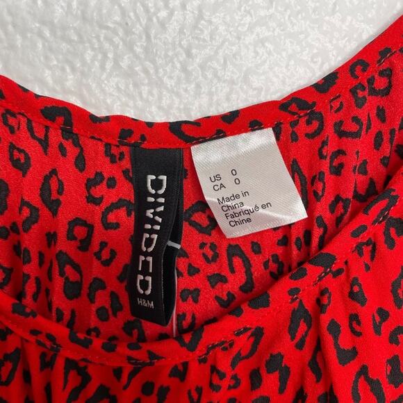 H&M Womens Size 0 Red Animal Print Sleeveless Scoop Neckline Camisole - Picture 3 of 16